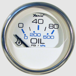 Faria - Chesapeake White Oil Pressure Gauge - 80psi - SS Bezel