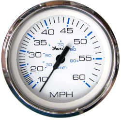 Faria - Chesapeake White Speedometer Gauge - 60MPH - Pitot Style - Stainless Steel