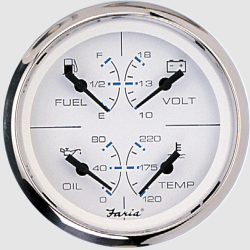 Faria - Chesapeake White Multifunction 4 in 1 Gauge - 85mm - SS Bezel