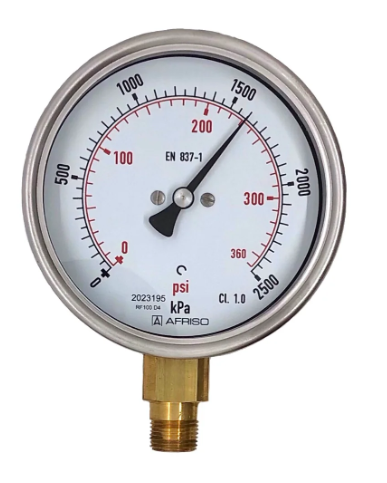 Afriso 100mm Industrial Pressure gauge - Bottom entry kPa dial