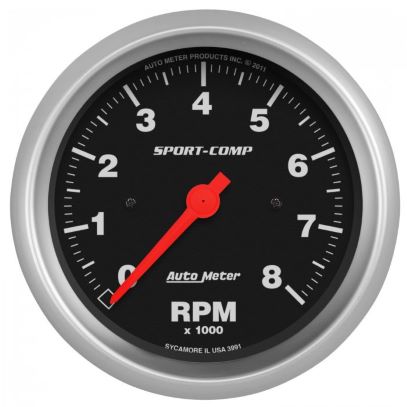 8000 Rpm Sport-Comp Tachometer- 8000 rpm - Gauge Shop